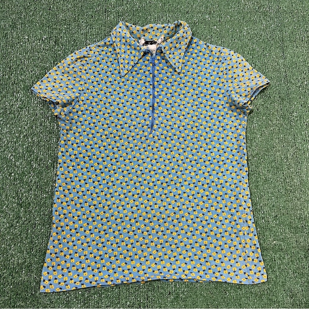 Vintage Calpac 80s all over print flower polo shirt